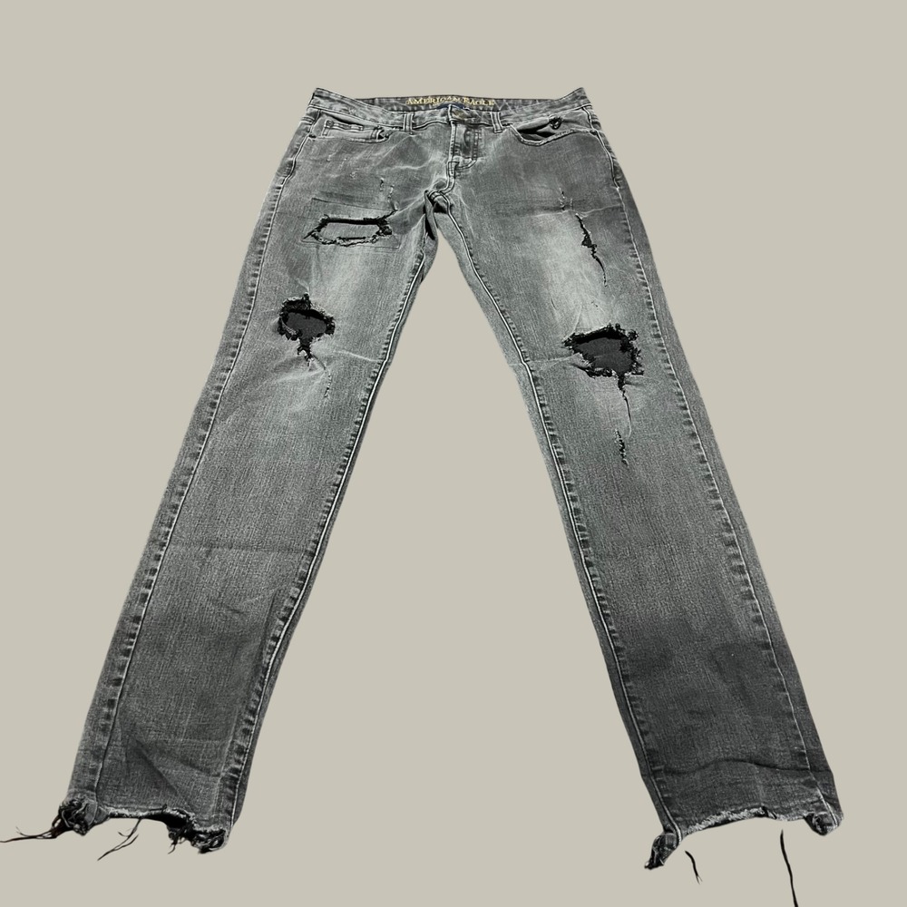 American Eagle Extreme Flex 4 Skinny Jeans Mens‎ 32x34 Distress Fade Black 32x32
